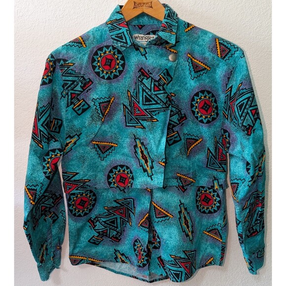 Wrangler Western Shirt With Bib Front Aztec Southwest Women’s Size M Vintage (5m - Picture 1 of 3